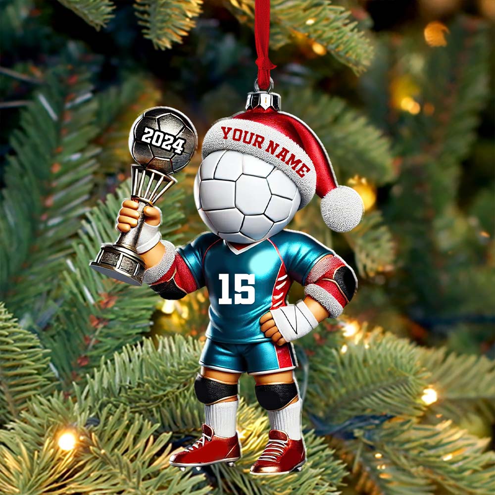 Blisscorners Custom Name, Number and Year Handball Champion Ornament, Christmas Gift for Handball Lover2D Flat LM2111