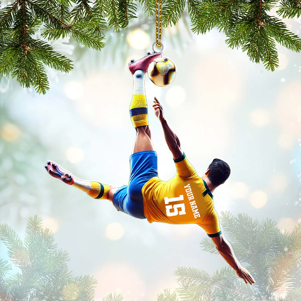 Blisscorners Custom Name and Number Soccer Ornament, Soccer Christmas Gift2D Flat LM2211