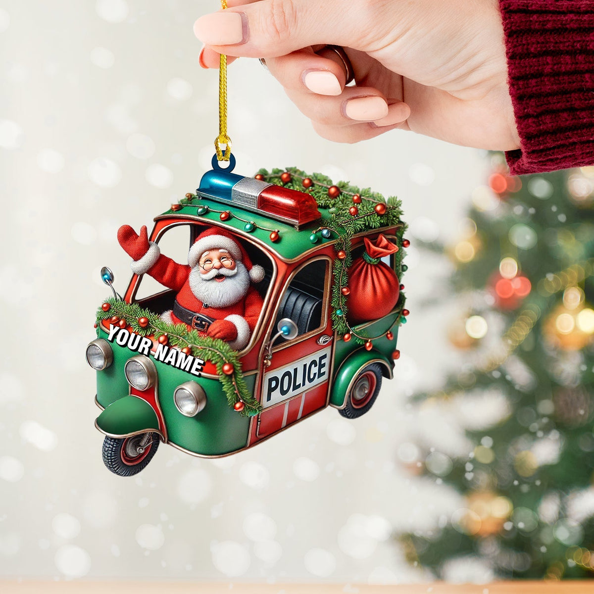 Blisscorners Police Santa Home Decor Christmas Ornament, Personalized Ornament2D Flat LM2211