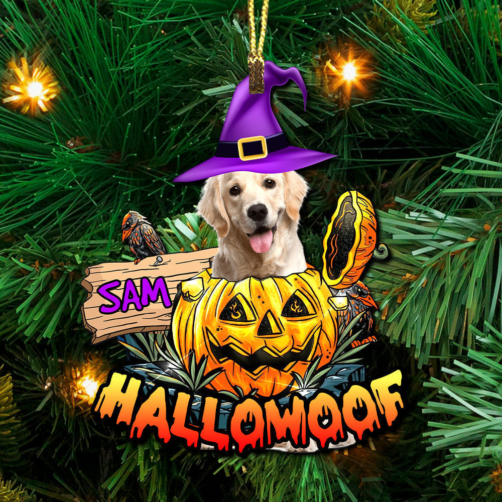 Blisscorners Hallowoof - Custom Photo And Name, Personalized Acrylic Ornament - Halloween Gift For Pet Lover2D Flat LM2111