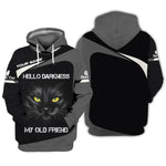 Blisscorners Black Cat Custom Name Shirt Hello Darkness My Old Friend 3D Shirts Gift For Cat Lovers
