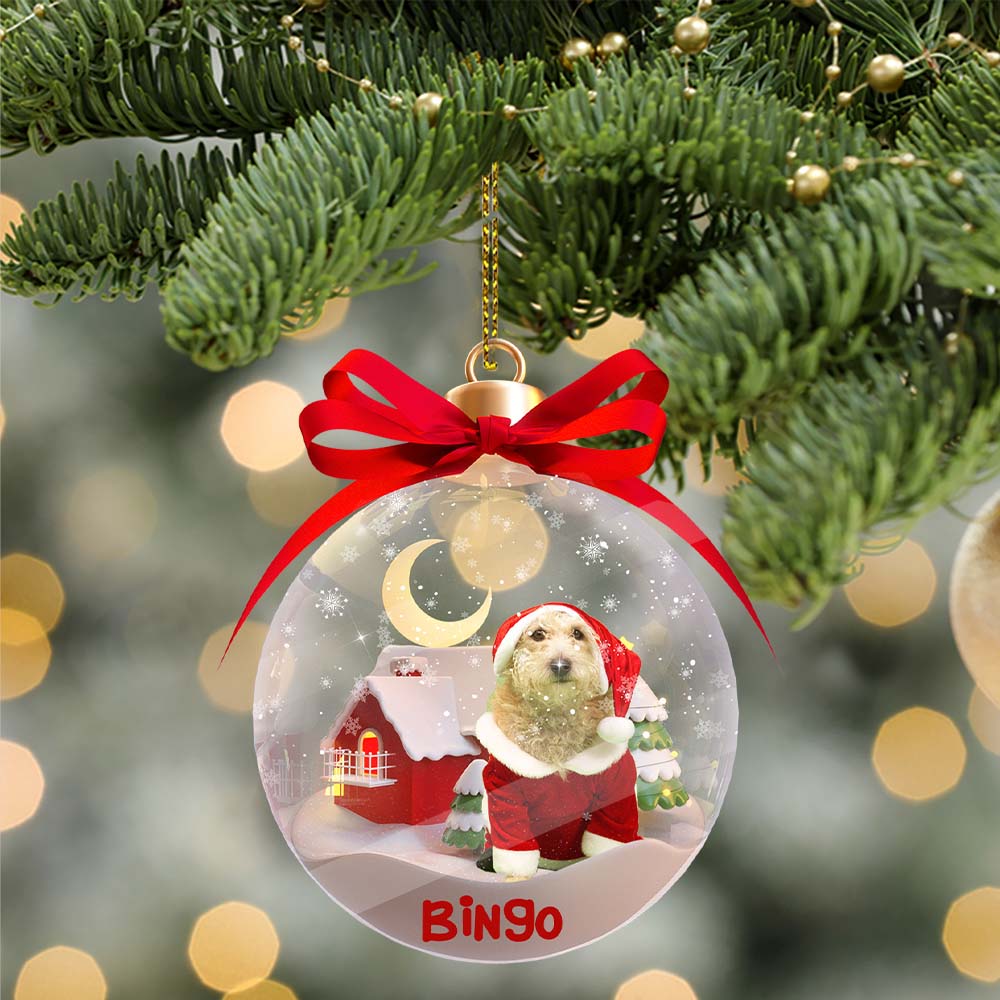 Blisscorners Christmas Pet In Ball - Custom Photo And Name, Personalized Acrylic Ornament - Gift For Christmas, Gift For Pet Lover2D Flat LM2111