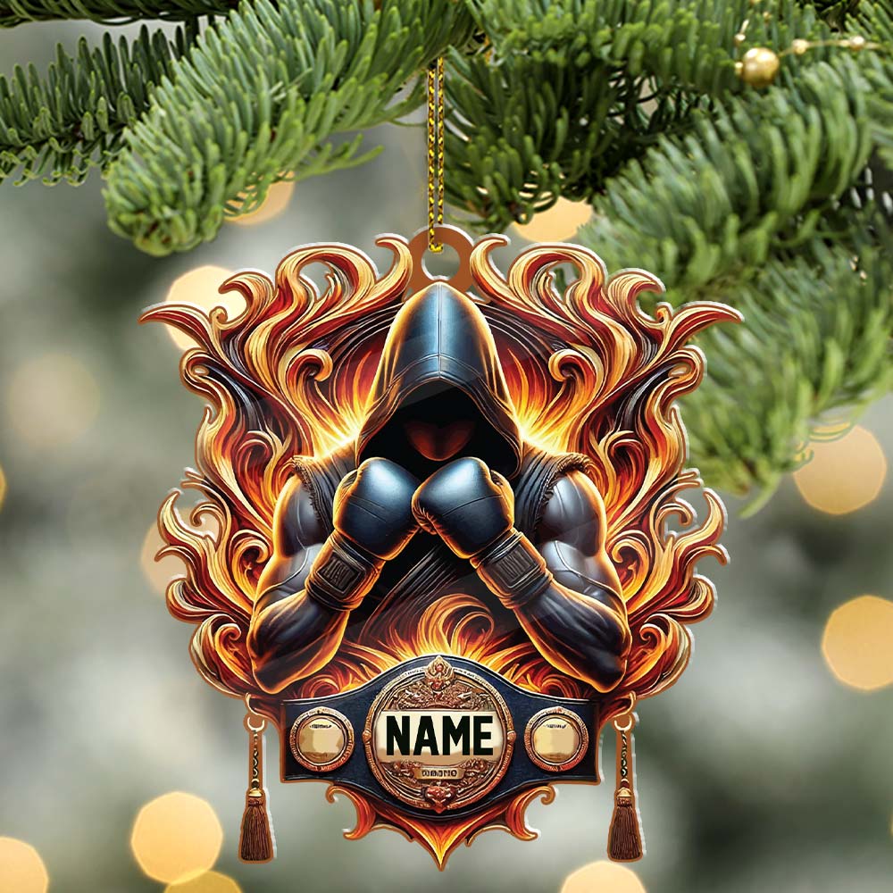 Blisscorners Custom Name Ornament, Boxing Fire2D Flat LM2211