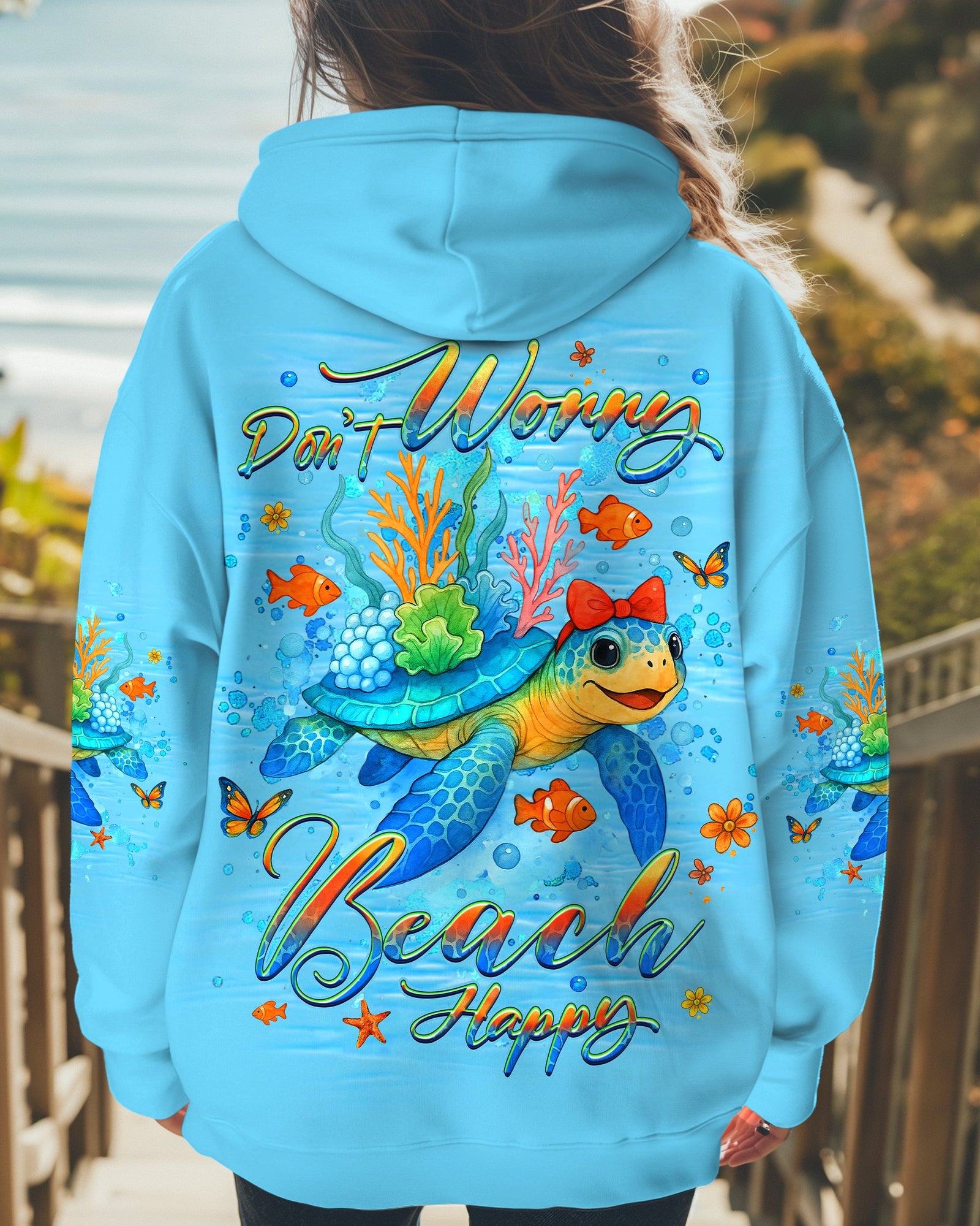 BLISSCORNERS DON'T WORRY BEACH HAPPY TURTLE ALL OVER PRINT