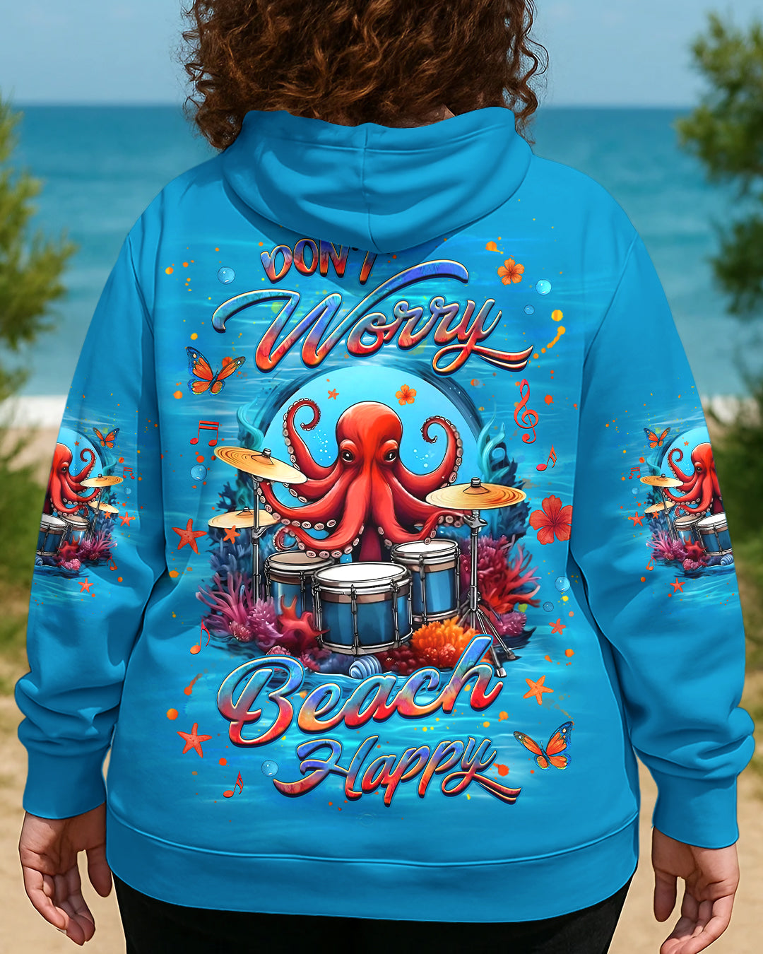 BLISSCORNERS DON'T WORRY BEACH HAPPY OCTOPUS ALL OVER PRINT