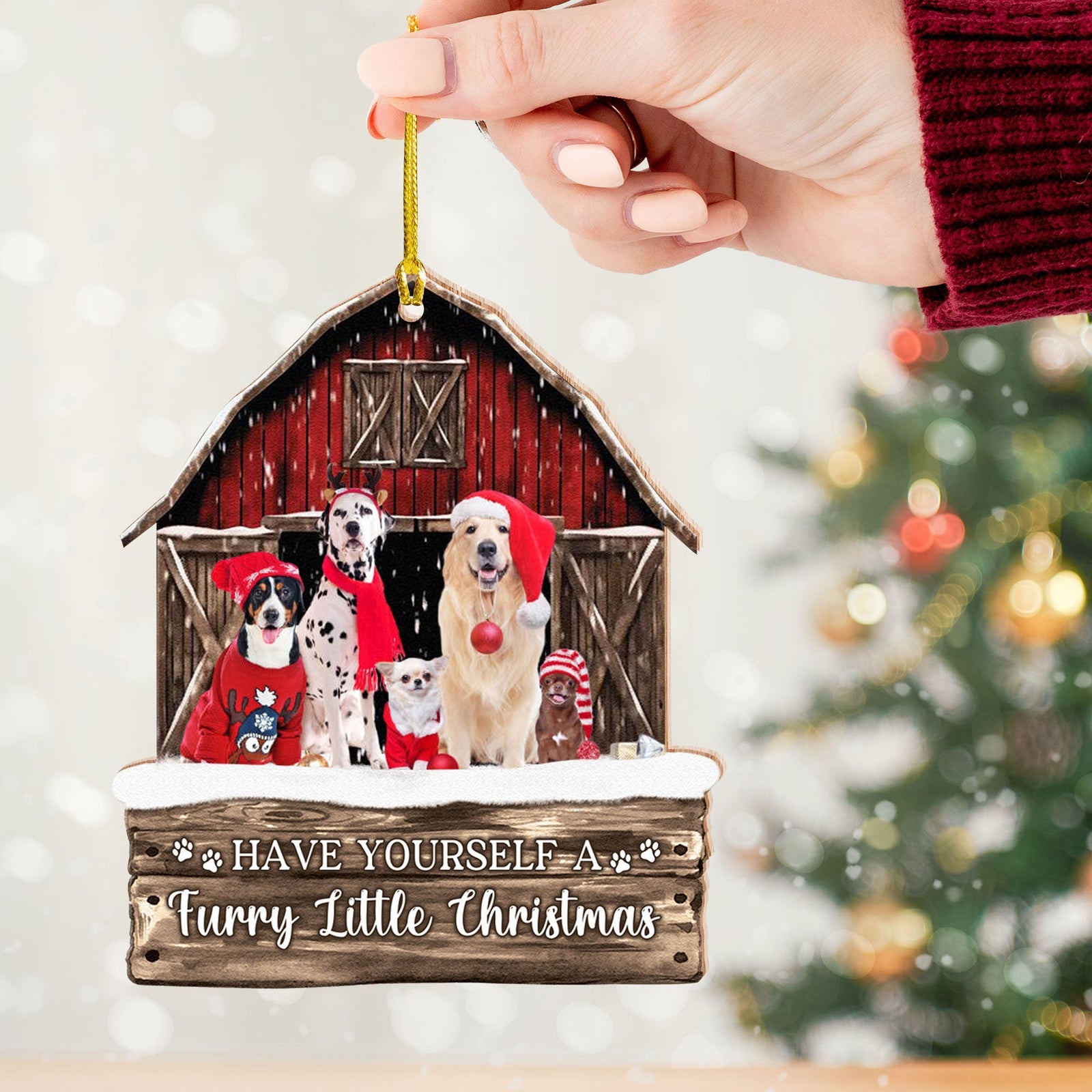 Blisscorners Pet House Christmas, Custom Photo And Quote - Personalized Custom Shaped Wooden Ornament - Gift For Pet Lover, Christmas Gift2D Flat LM2111