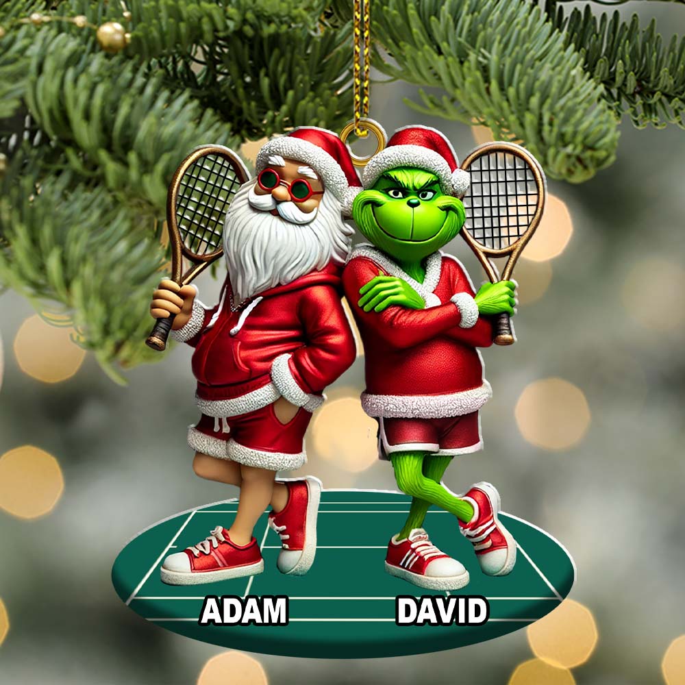 Blisscorners Santa And ELF Christmas Ornament, Personalized Ornament, Tennis Christmas Gift2D Flat LM2211