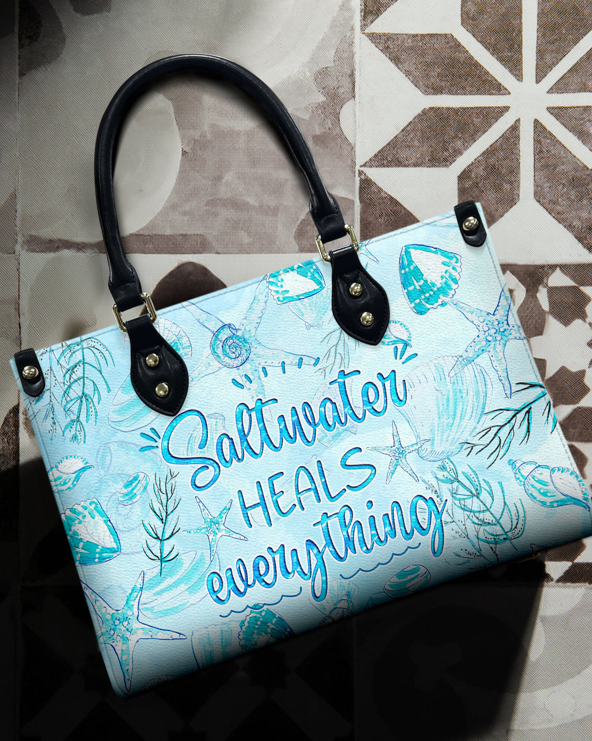 BLISSCORNERS SALTWATER HEALS EVERYTHING LEATHER HANDBAG