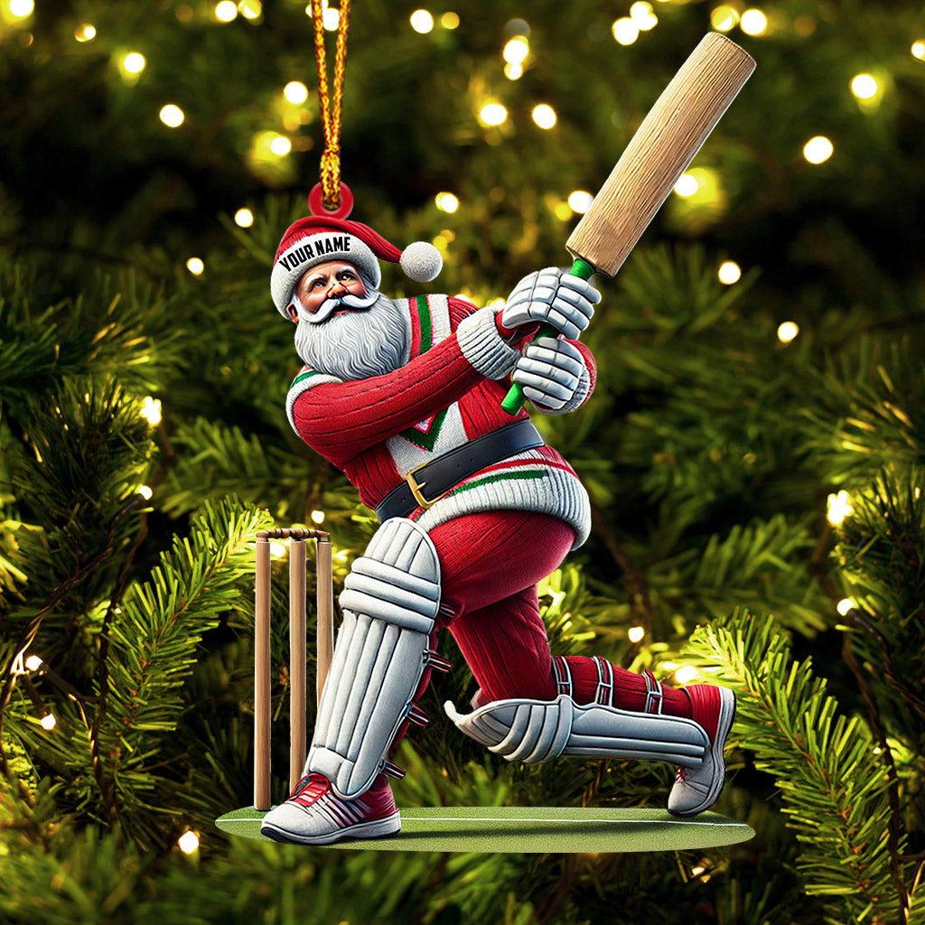 Blisscorners Cricket Ball Santa Pose Christmas Ornament, Personalized Ornament2D Flat LM2211