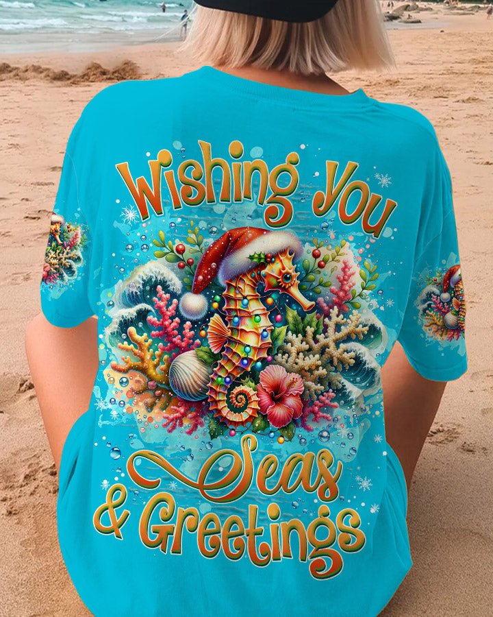 BLISSCORNERS SEAS AND GREETINGS SEAHORSE CHRISTMAS ALL OVER PRINT