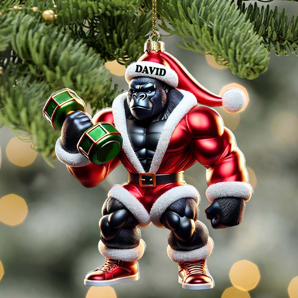 Blisscorners Black Kong Dumbbell Lift Christmas Ornament, Personalized Ornament2D Flat LM2211