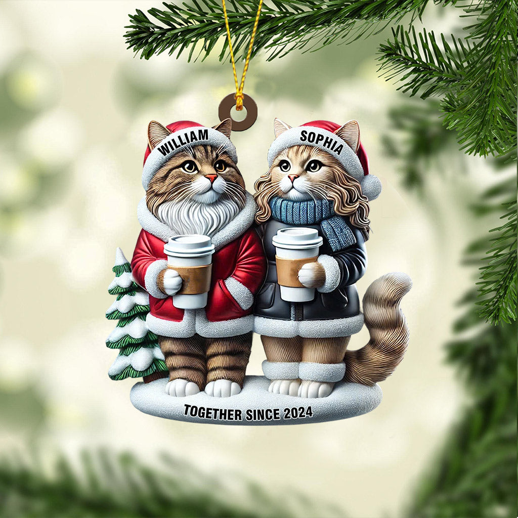 Blisscorners Couple Cats Home Decor Christmas Ornament, Personalized Ornament2D Flat LM2211