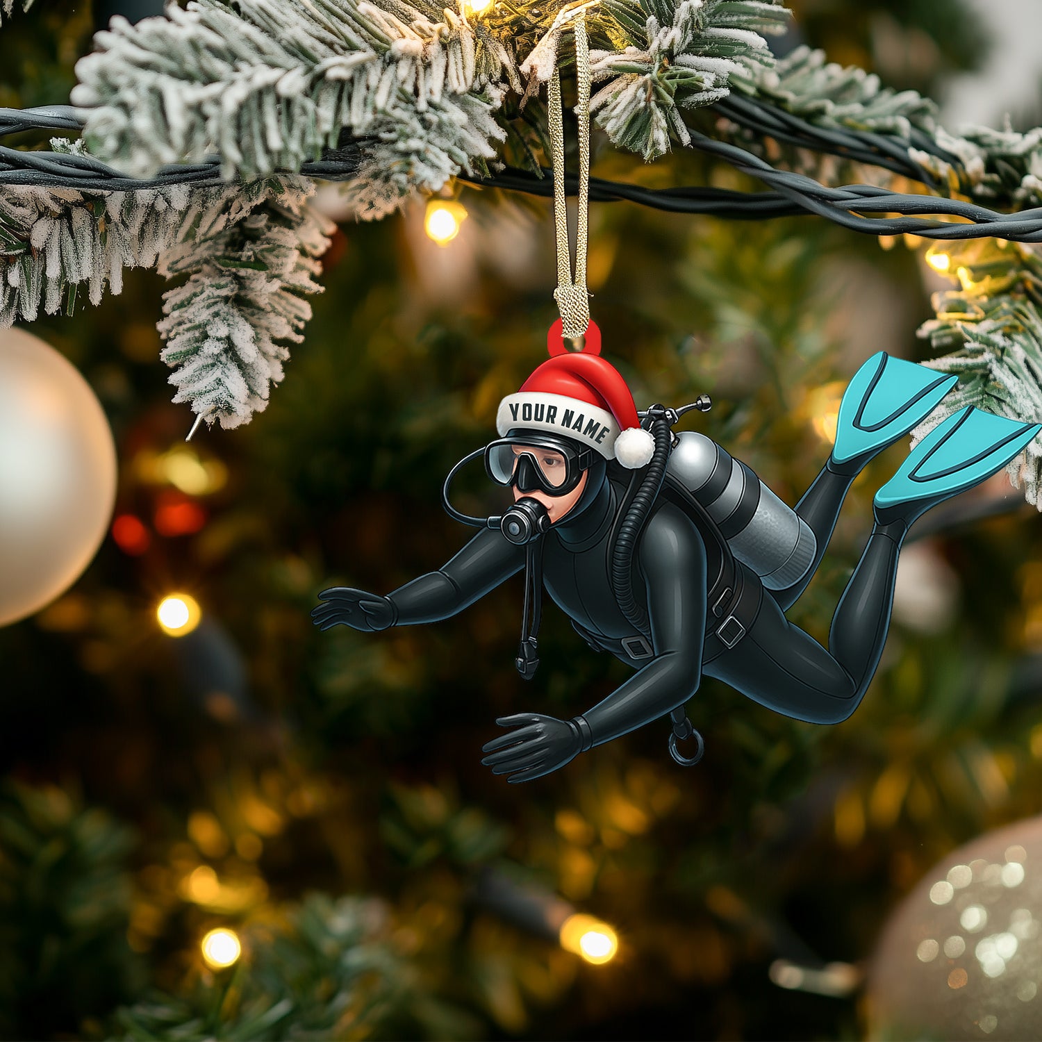 Blisscorners Diver Santa, Home Decor, Christmas Ornament, Personalized Ornament2D Flat LM2111