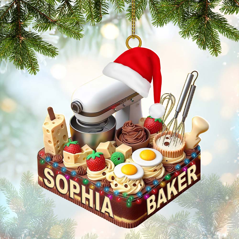 Blisscorners Making Cake Christmas Ornament, Personalized Ornament2D Flat LM2211