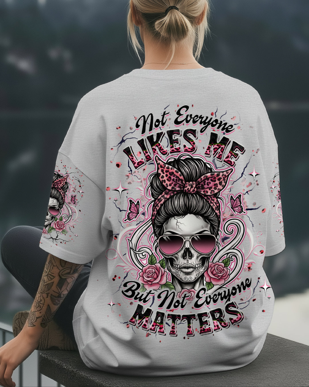 BLISSCORNERS ASSUMING I WAS LIKE MOST GIRLS MESSY BUN SKULL ALL OVER PRINT