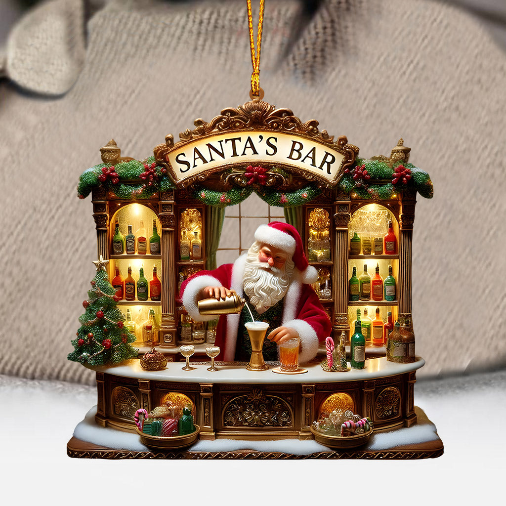 Blisscorners Santa's Bar Christmas Ornament, Bartender Ornament, Personalized Ornament2D Flat LM2211
