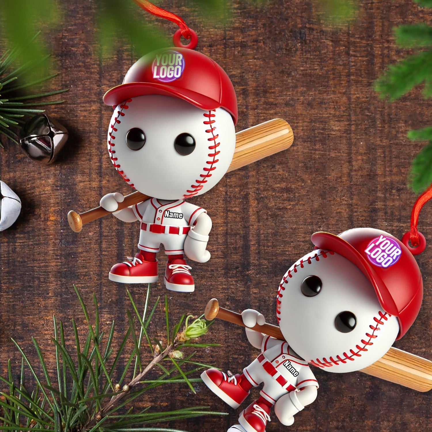 Blisscorners Baseball Christmas Ornament, Personalized Ornament2D Flat LM2211