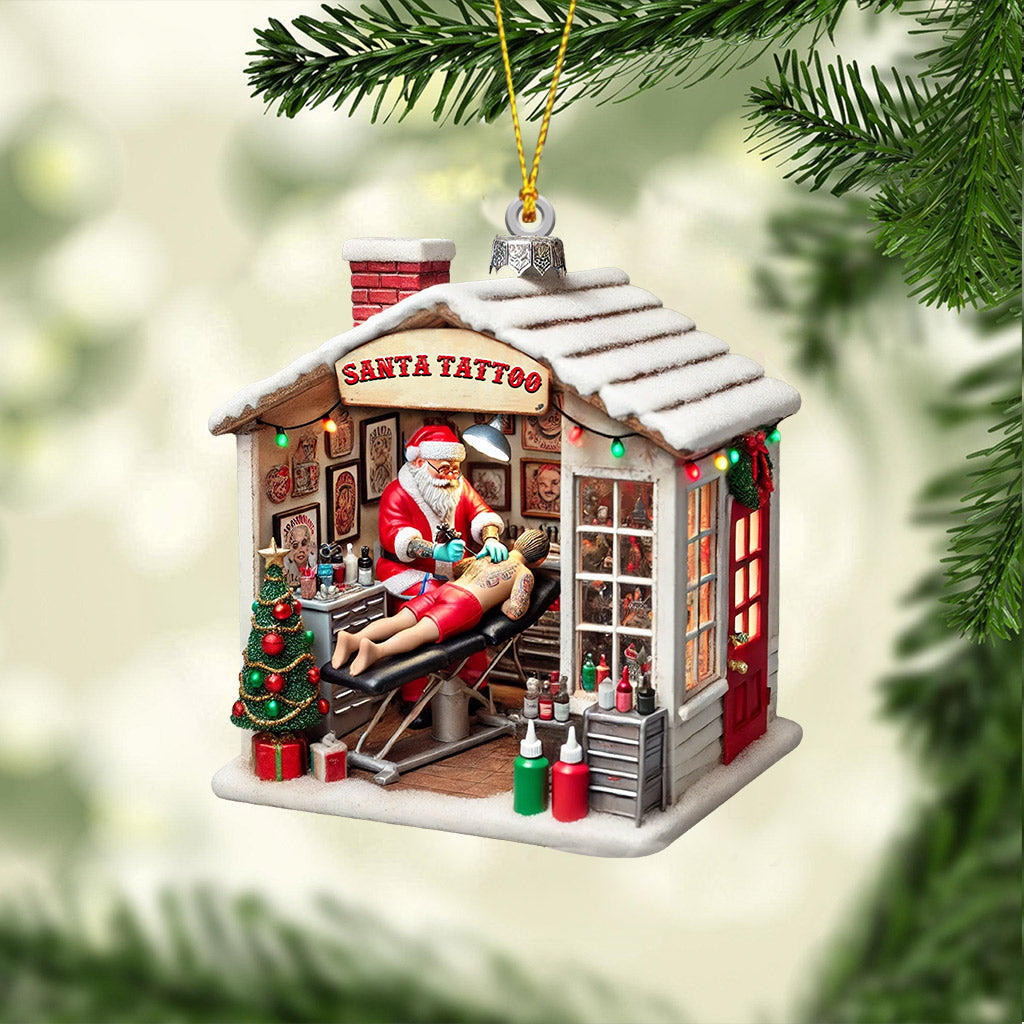 Blisscorners Santa's Tattoo Christmas Ornament, Personalized Ornament2D Flat LM2211