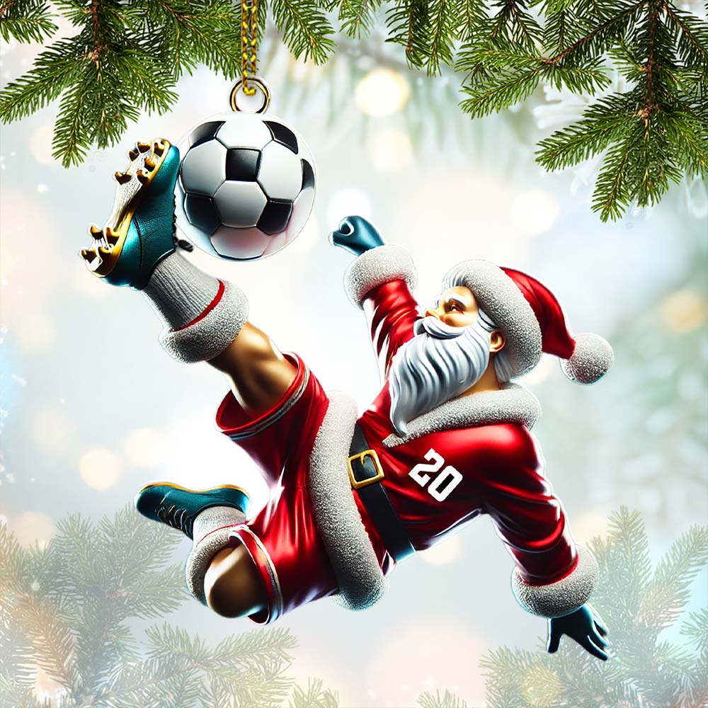 Blisscorners Custom Number Soccer Santa Ornament, Soccer Christmas Gifts2D Flat LM2211