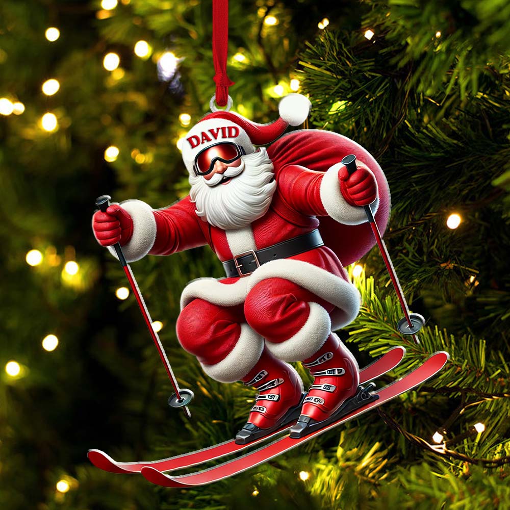 Blisscorners Santa Skiing Christmas Ornament, Personalized Ornaments2D Flat LM2211