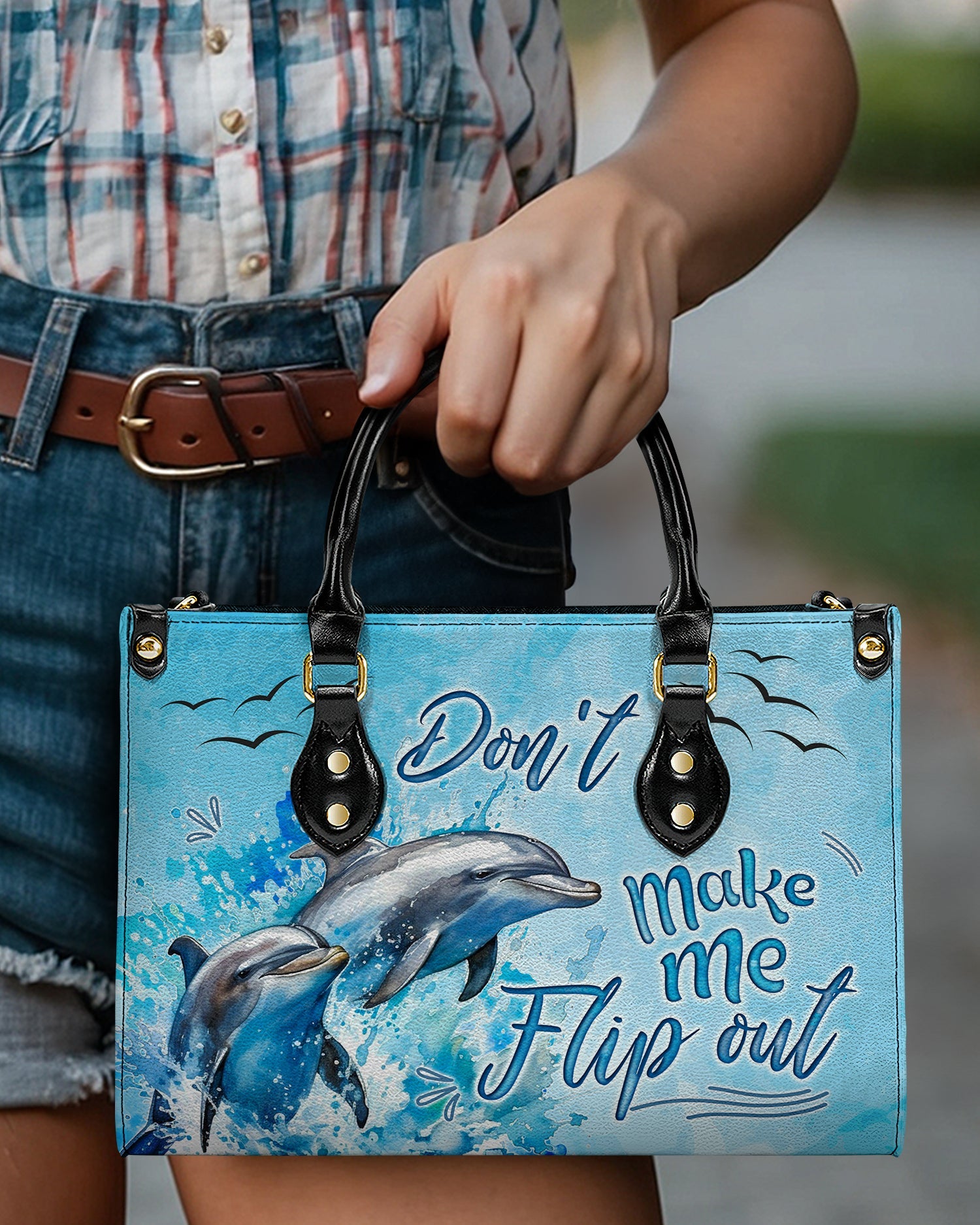 BLISSCORNERS DON'T MAKE ME FLIP OUT LEATHER HANDBAG