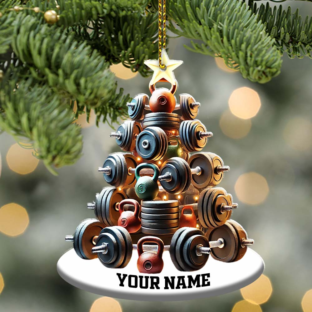 Blisscorners Custom Name Gym Work Out Ornament, Gymnastics Christmas Gift2D Flat LM2211