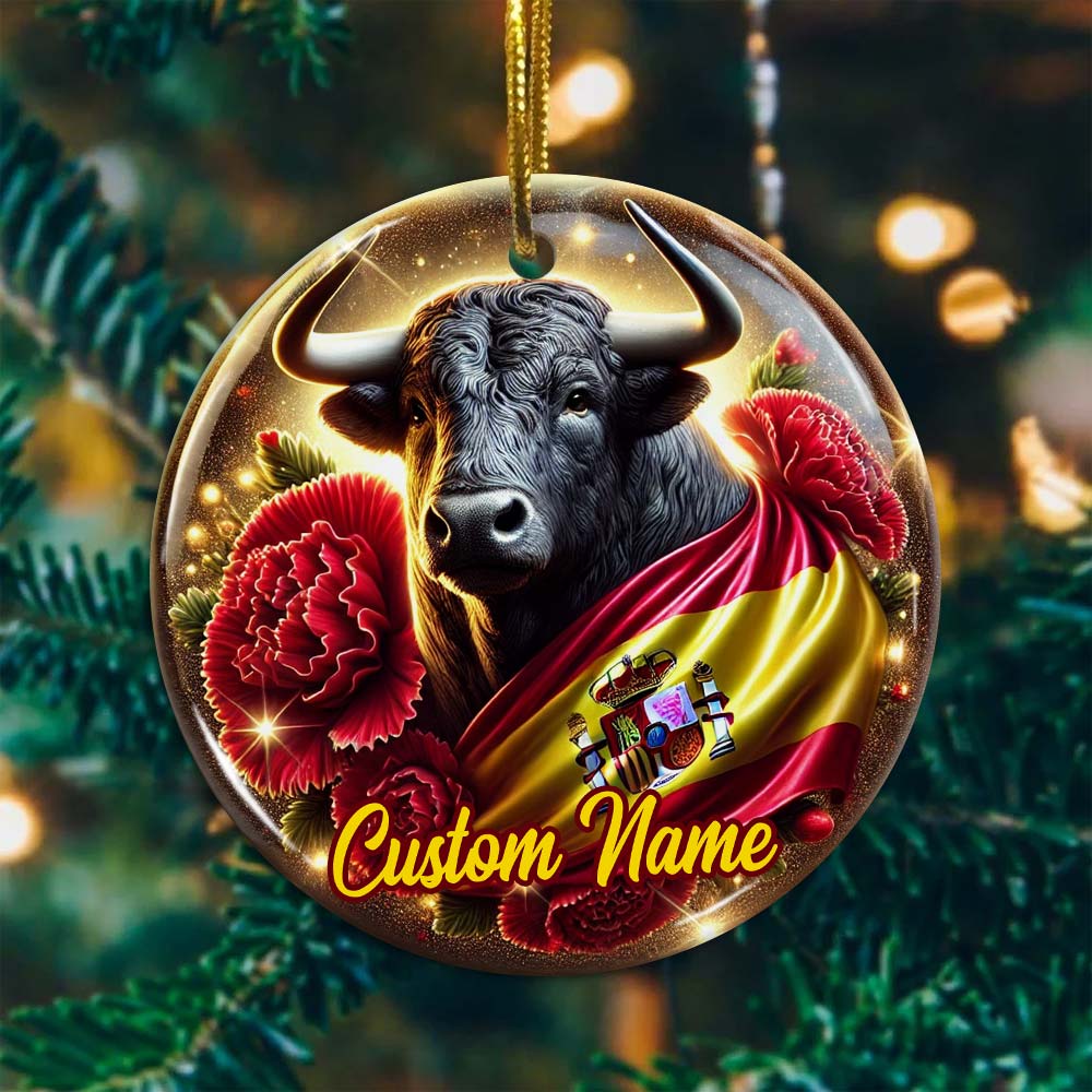 Blisscorners Custom Name Spain Ornament, Christmas Gift for Spain Lover2D Flat LM2211