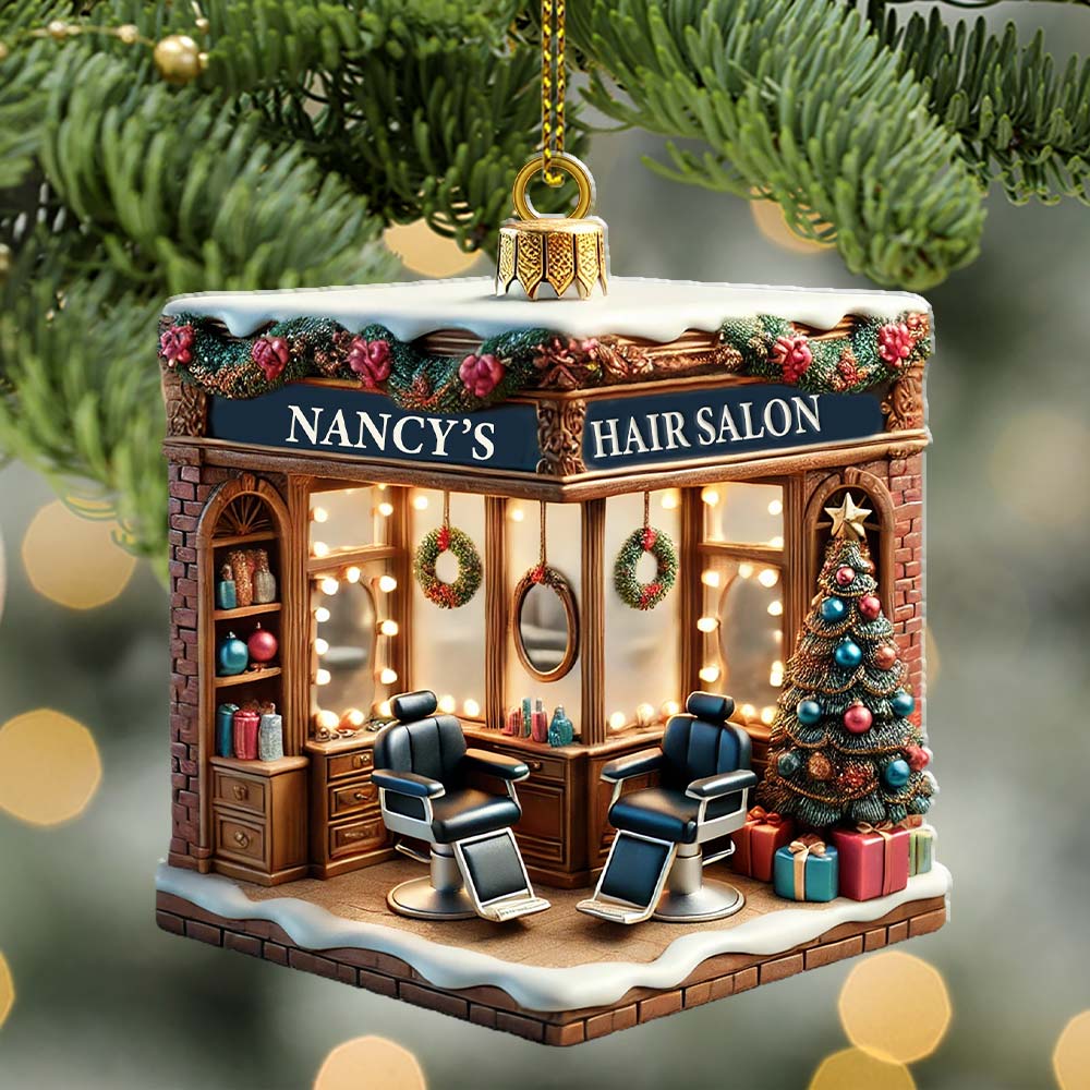 Blisscorners Hair Salon Ornament, Personalized Ornament2D Flat LM2211