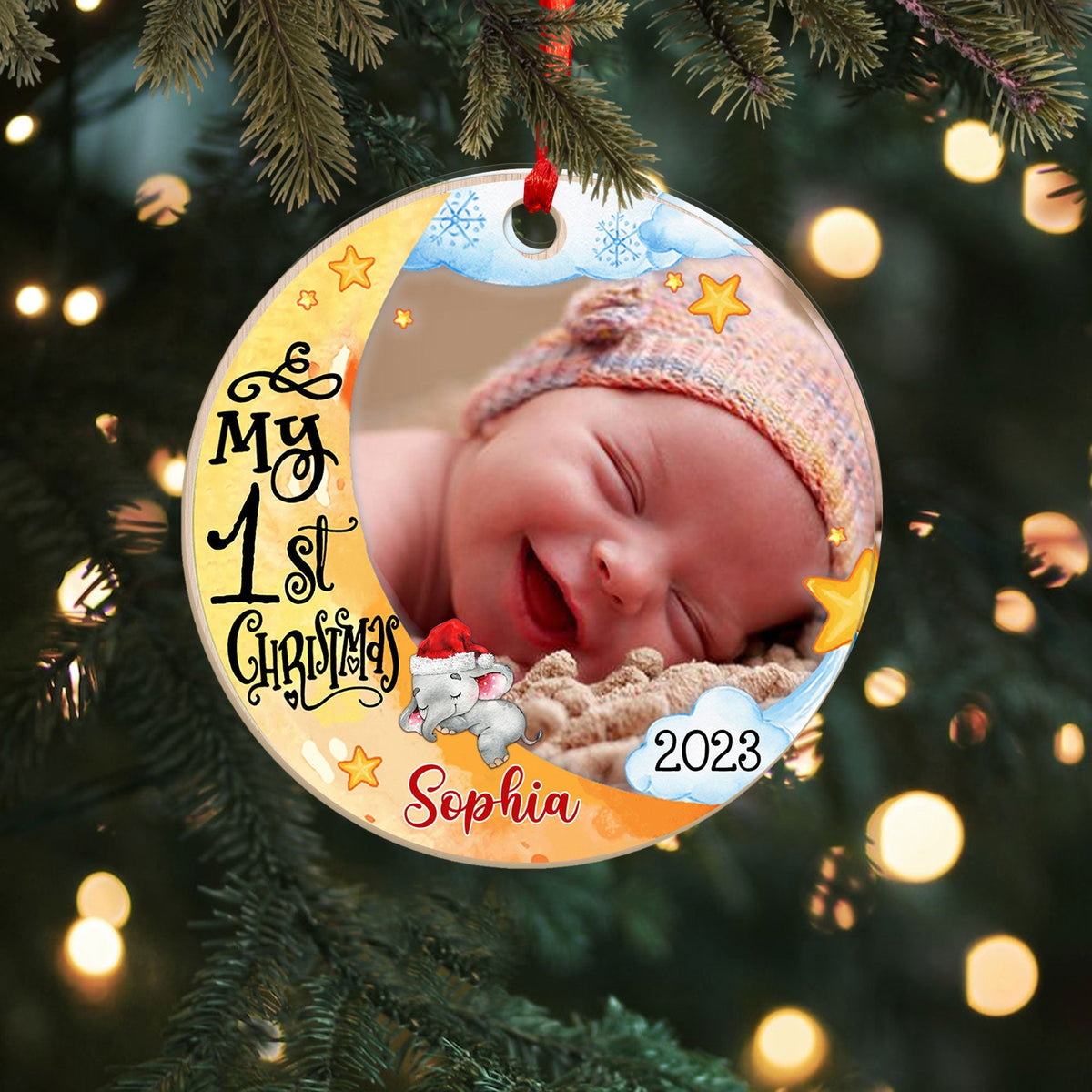 Blisscorners My First Christmas - Personalized Custom Shaped Wooden Ornament - Gift For Baby2D Flat LM2111