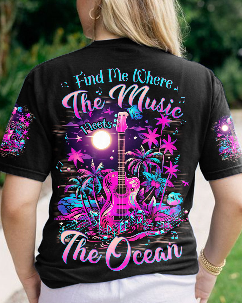 BLISSCORNERS FIND ME WHERE THE MUSIC MEETS THE OCEAN NEON ALL OVER PRINT