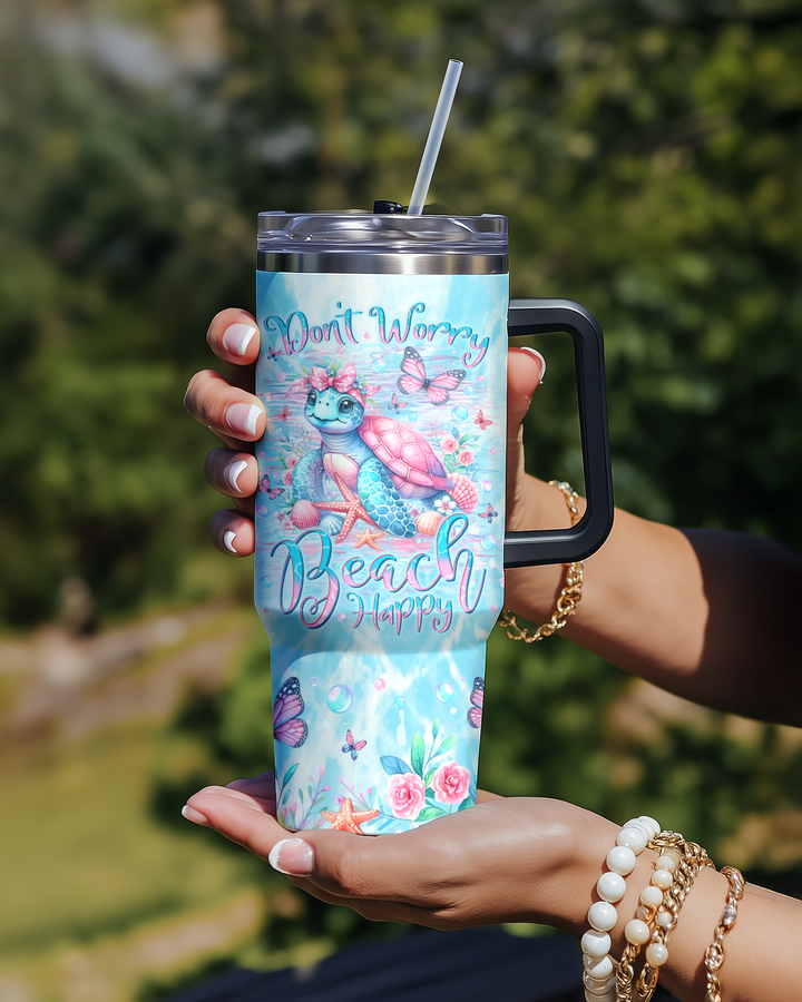 BLISSCORNERS DON'T WORRY BEACH HAPPY TURTLE TUMBLER - YHLN2608255