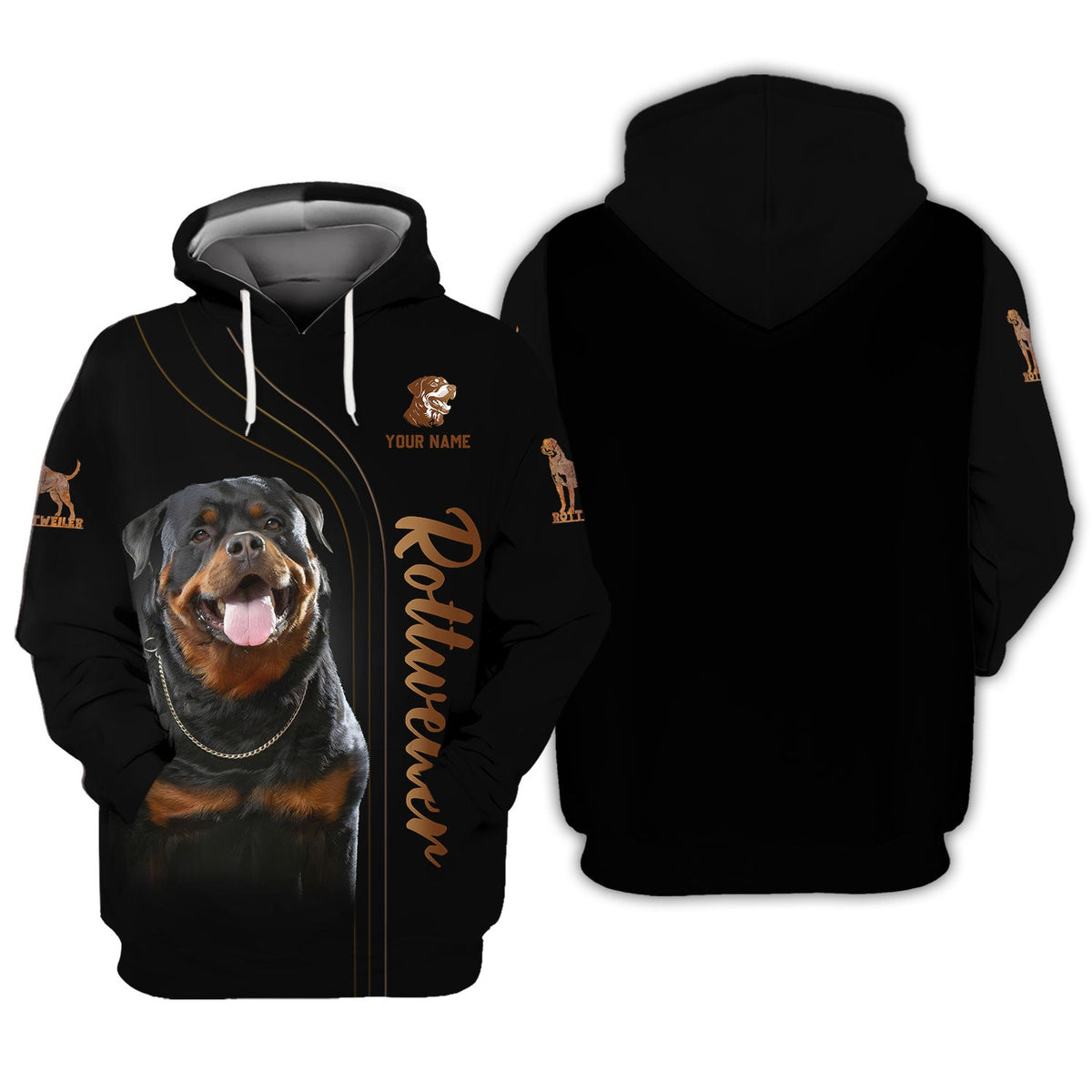 Blisscorners 3D Full Print Rottweiler Dog T-Shirts Personalized Name Gift For Dogs Lovers