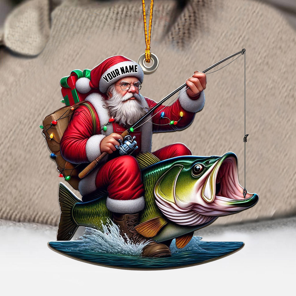 Blisscorners Fishing Santa Christmas Ornament, Personalized Ornament2D Flat LM2211