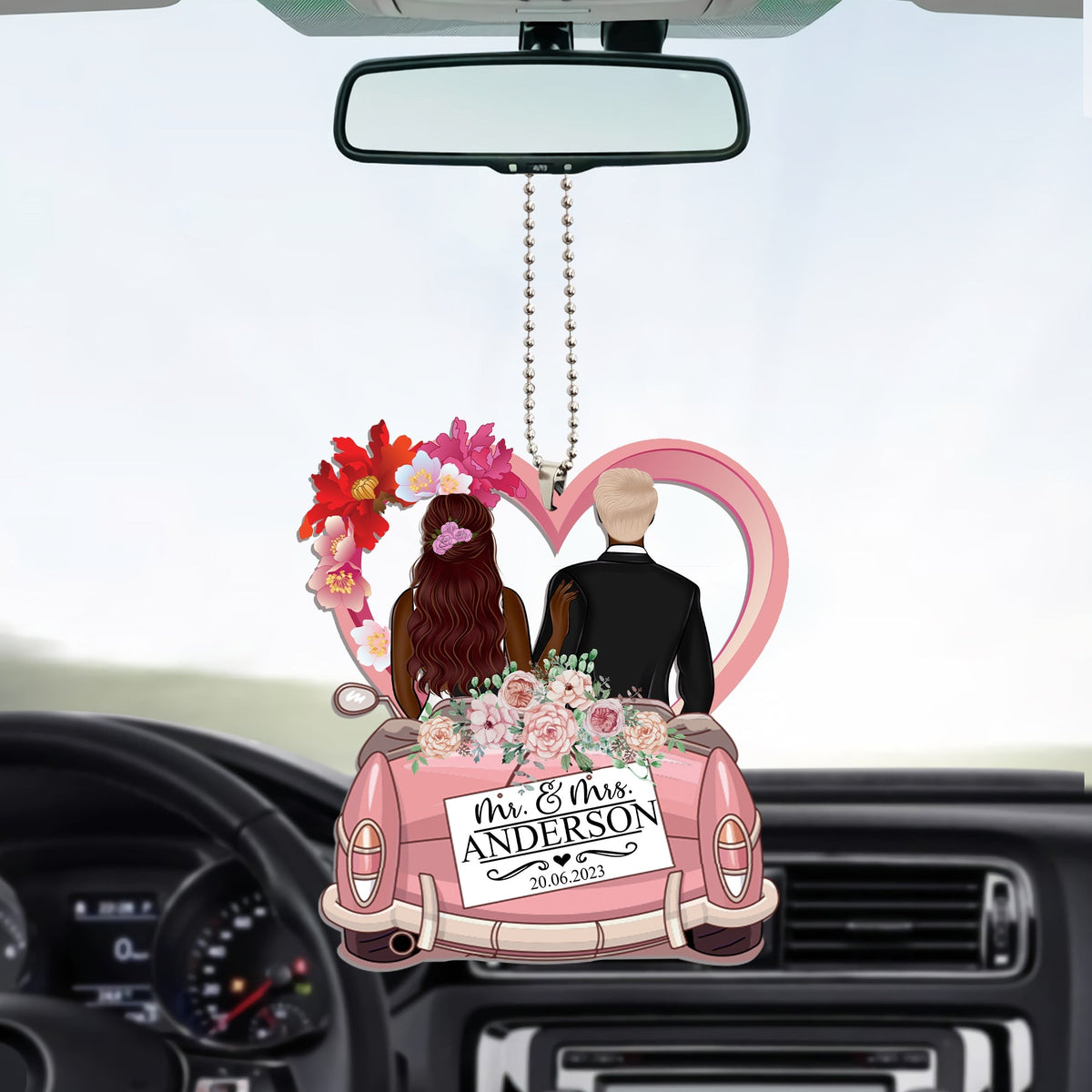 Blisscorners Married Couple  - Custom Appearance And Name, Personalized Car Acrylic Ornament - Gift For Couple2D Flat LM2111