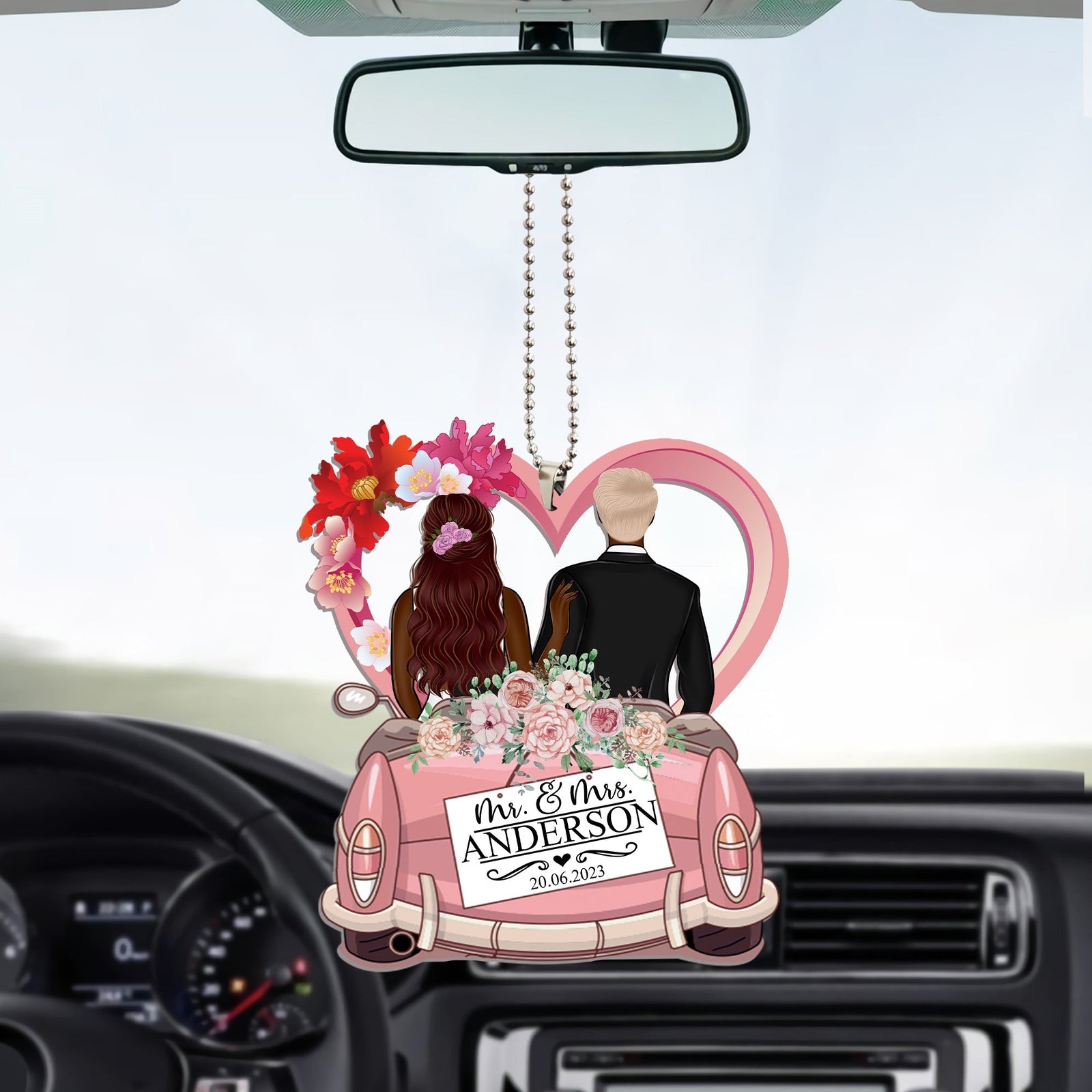 Blisscorners Married Couple  - Custom Appearance And Name, Personalized Car Acrylic Ornament - Gift For Couple2D Flat LM2111
