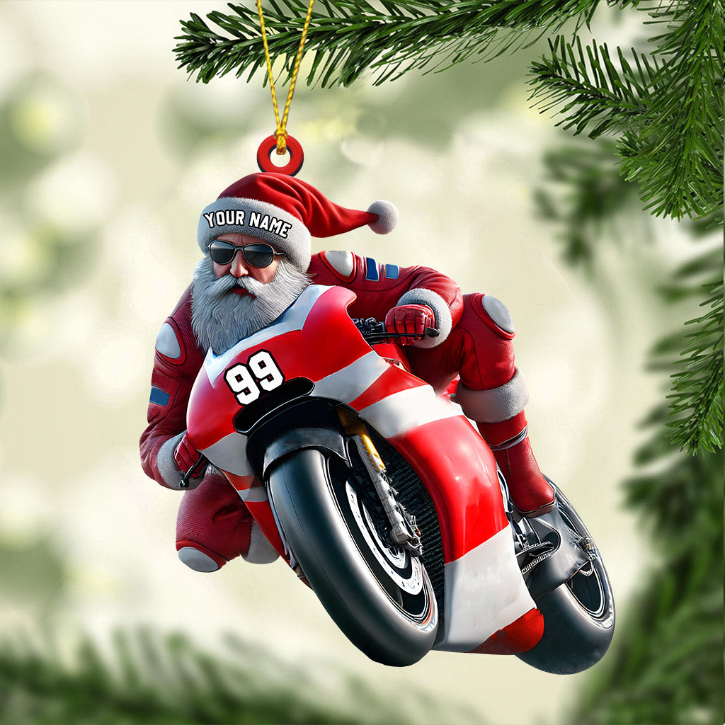 Blisscorners Santa Motobike Christmas Ornament, Personalized Ornament2D Flat LM2211