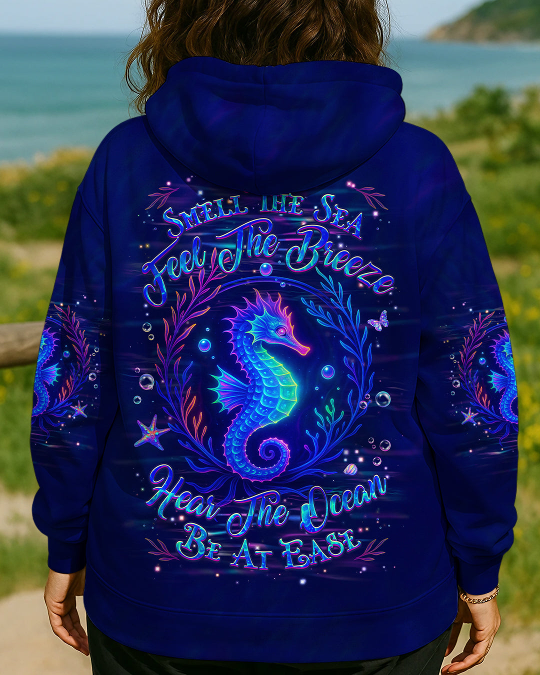 BLISSCORNERS SMELL THE SEA FEEL THE BREEZE SEAHORSE ALL OVER PRINT