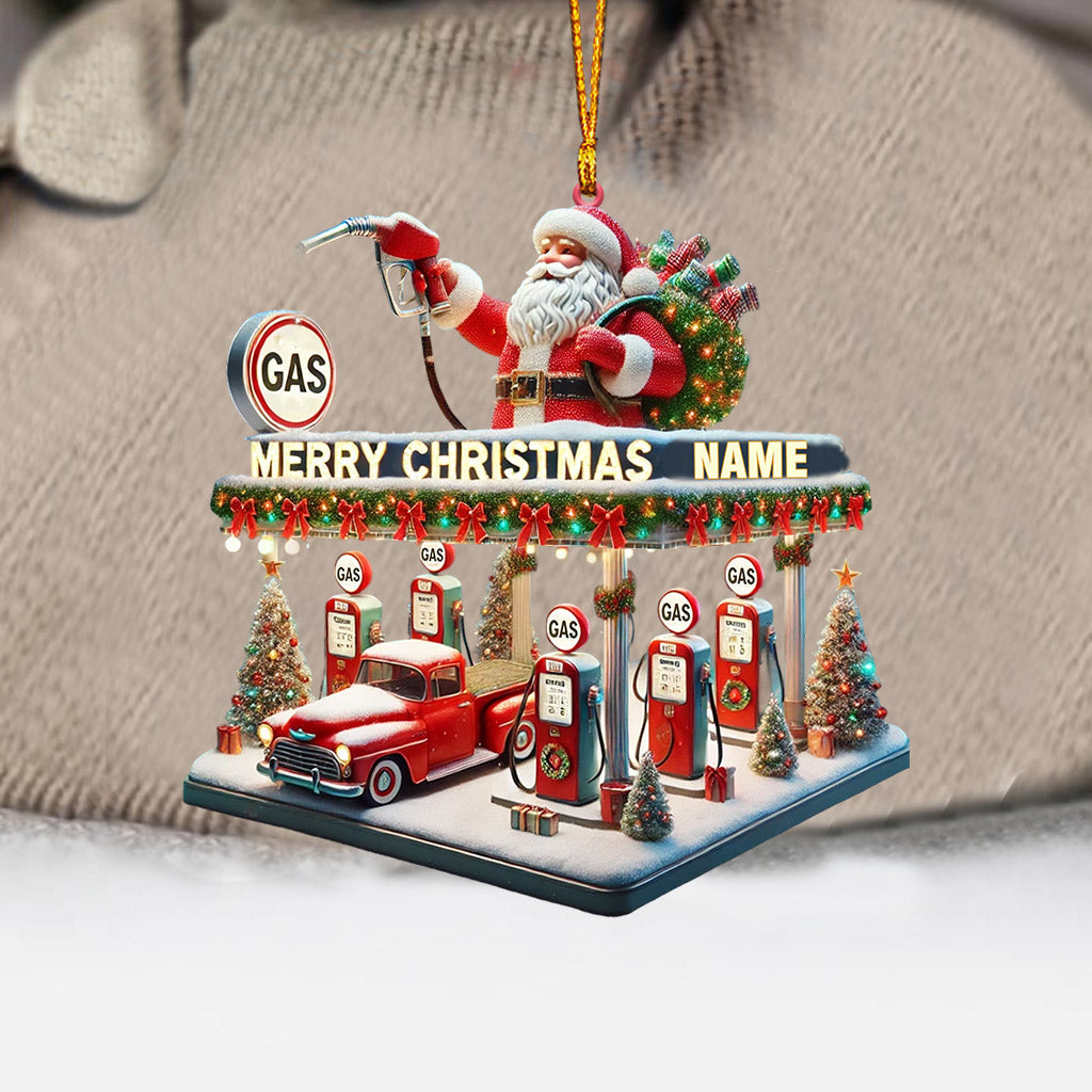 Blisscorners Gas Station Merry Christmas Ornament, Personalized Ornament2D Flat LM2211