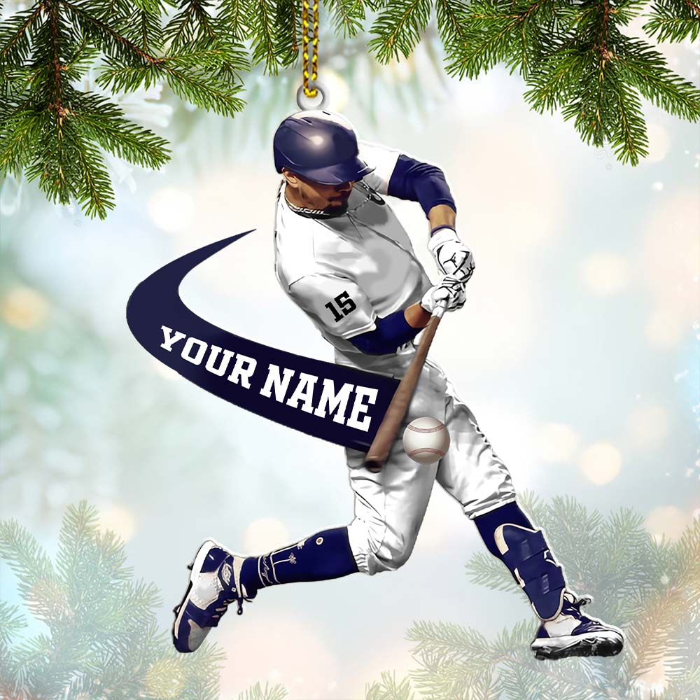 Blisscorners Custom Name Baseball Ornament, Christmas Gift for Baseball Lover2D Flat LM2111