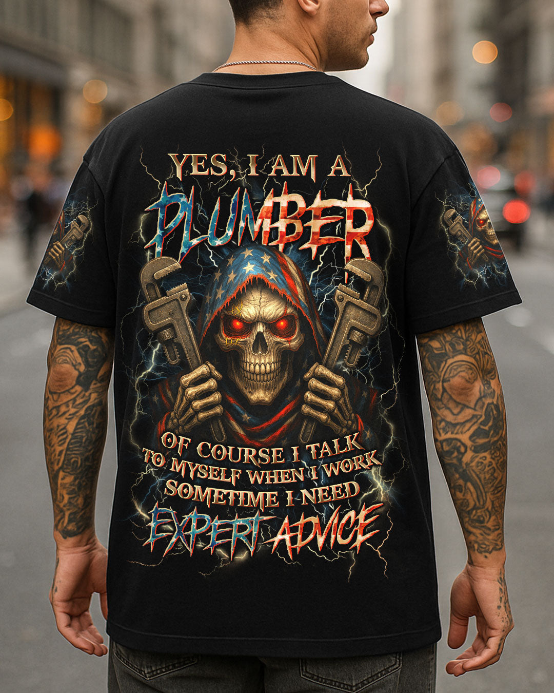 BLISSCORNERS ROCKING THE PLUMBER WIFE LIFE SKULL ALL OVER PRINT