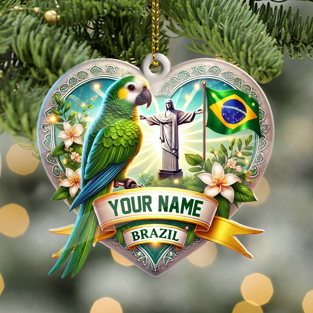 Blisscorners Custom Name Brazil Ornament, Christmas Gift for Brazil Lover2D Flat LM2211