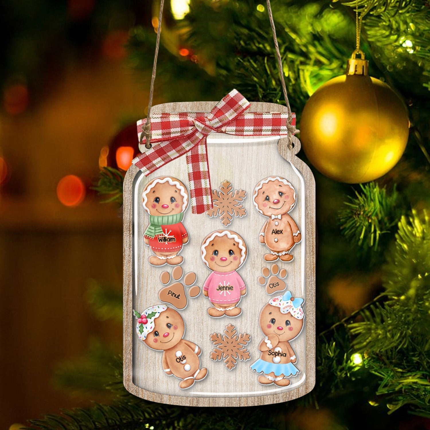 Blisscorners Custom Gingerbread Family Reward Jar - Personalized Jar Layered Ornament - Gift For Family, Christmas Gift2D Flat LM2111
