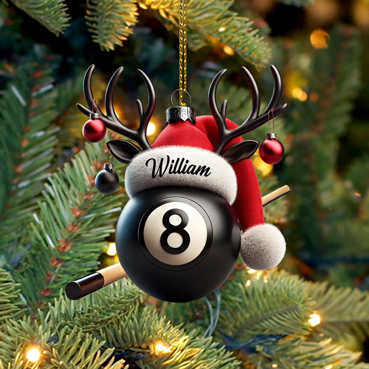Blisscorners Billiard Ball Christmas Ornament, Personalized Ornament2D Flat LM2211