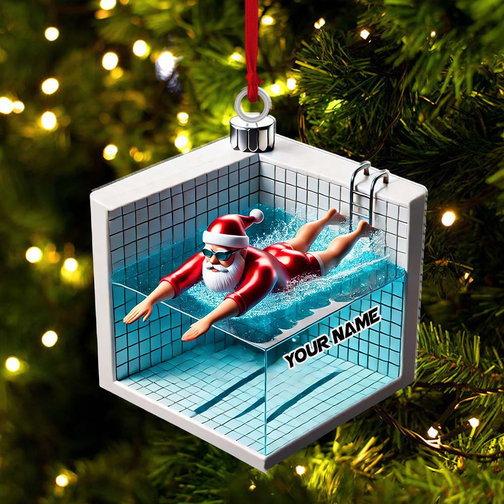 Blisscorners Swimming Santa Christmas Ornament, Personalized Ornament2D Flat LM2211