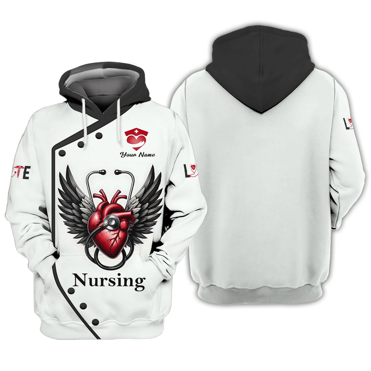 Blisscorners Personalized Nurse Shirt - Wings of Compassion