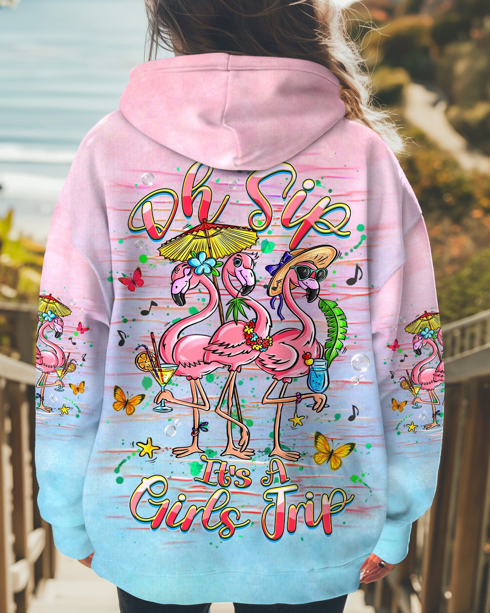 BLISSCORNERS OH SIP IT’S A GIRLS TRIP FLAMINGO ALL OVER PRINT