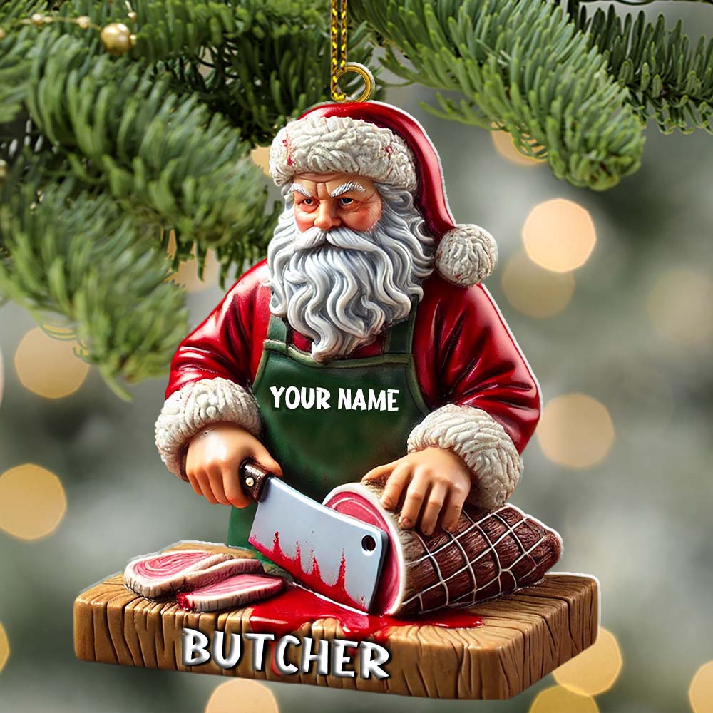 Blisscorners Custom Santa Butcher Ornament, Personalized Ornament2D Flat LM2211