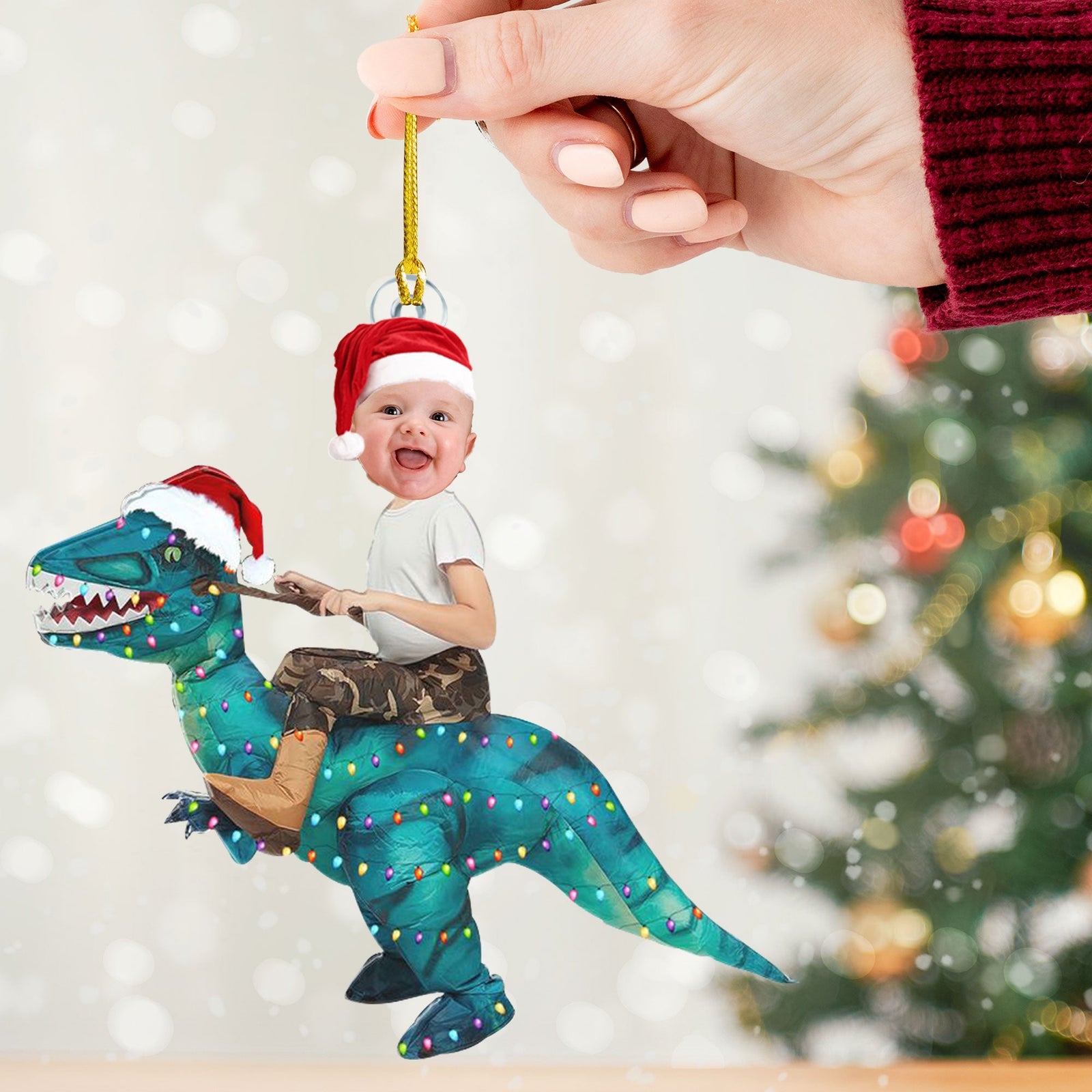 Blisscorners Christmas Kid And Mount - Custom Photo, Personalized Acrylic Ornament - Gift For Christmas, Family Gift2D Flat LM2111