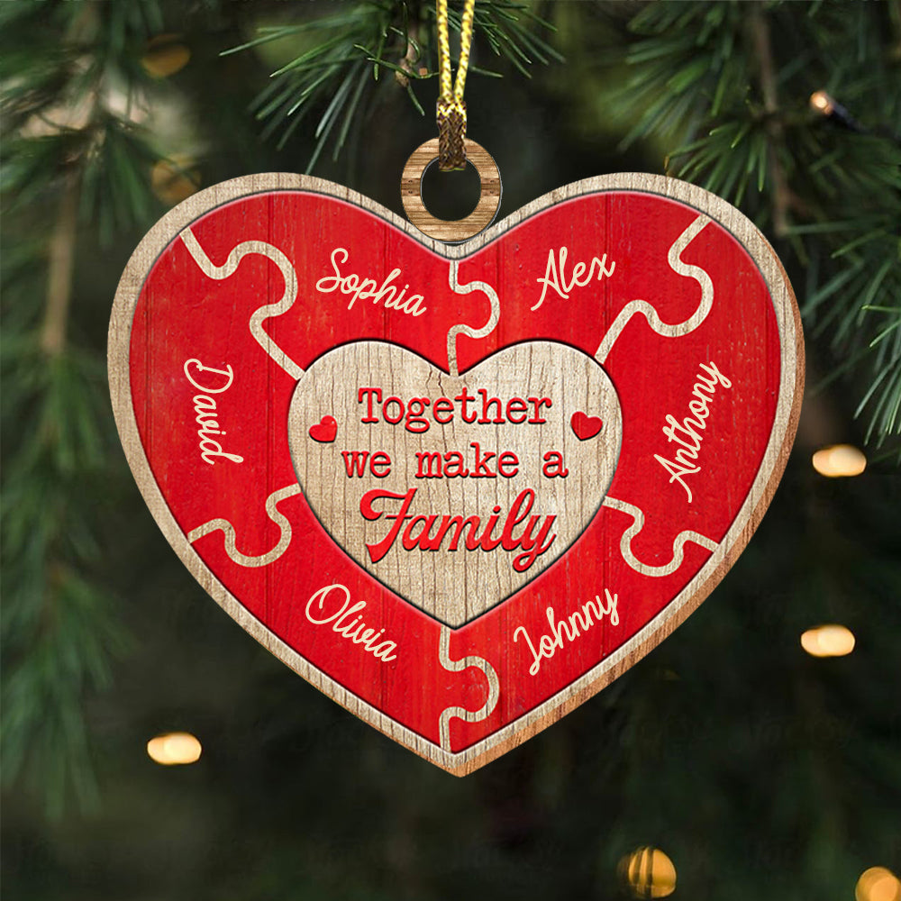 Blisscorners Heart Family, Custom Name In Heart - Personalized Custom Shaped Wooden Ornament - Gift For Family, Christmas Gift2D Flat LM2111