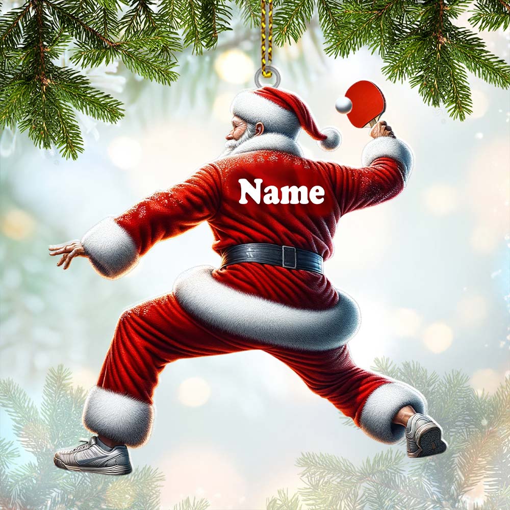 Blisscorners Custom Name Ping Pong Santa Ornament, Ping Pong Christmas Gift2D Flat LM2111